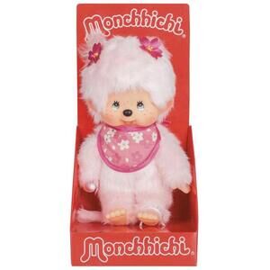 Monchhichi Sekiguchi Sakura Cherry Blossom Pink Plush Doll Rare Blue Eyes, NIB